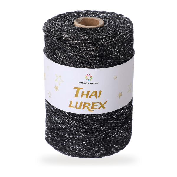 Nero Argento – Cordino Thai Lurex 3 mm 400 g 230 m – Tutti i Colori – Immagine 1 di 3