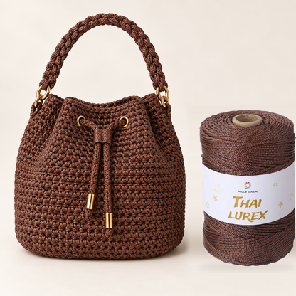 Marrone Cacao – Cordino Thai Lurex 3 mm 400 g 230 m – Tutti i Colori – Immagine 3 di 3