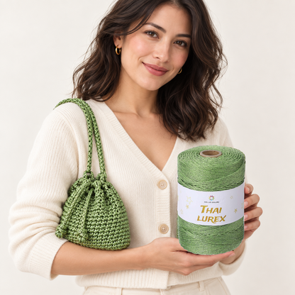 Verde Salvia – Cordino Thai Lurex 3 mm 400 g 230 m – Tutti i Colori – Immagine 2 di 3
