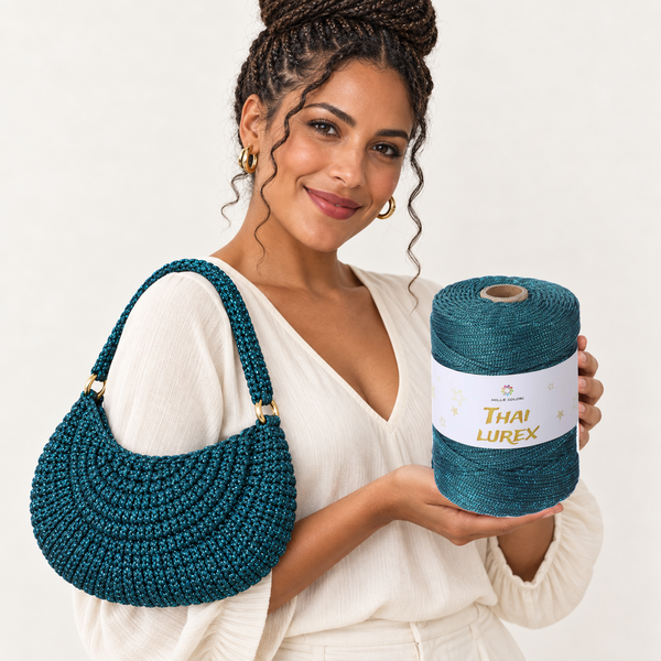 Verde Petrolio – Cordino Thai Lurex 3 mm 400 g 230 m – Tutti i Colori – Immagine 2 di 3