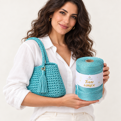 Turchese – Cordino Thai Lurex 3 mm 400 g 230 m – Tutti i Colori – Immagine 2 di 3