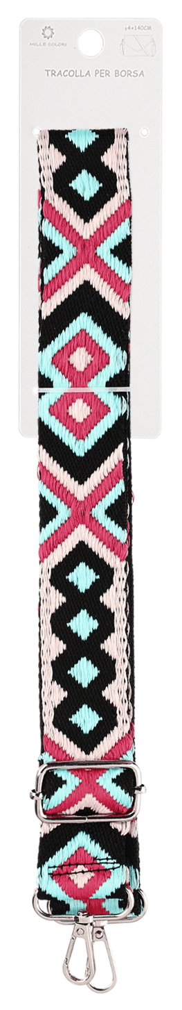 Tracolla regolabile per borsa con motivo etnico multicolore 140CM 4CM Mille Colori colori 4