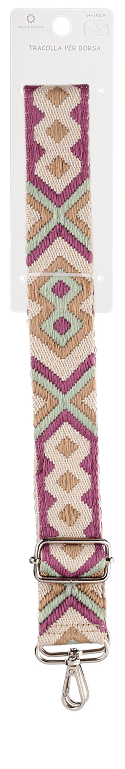 Tracolla regolabile per borsa con motivo etnico multicolore 140CM 4CM Mille Colori colori 6